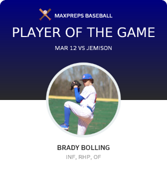 #9 Brady Bolling Player of the Game badge