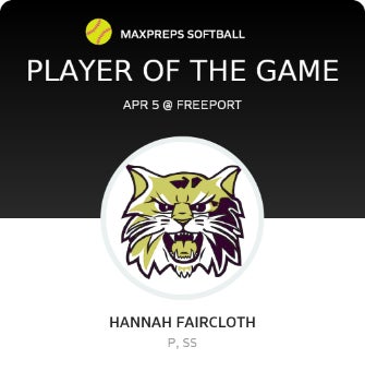 #3 Hannah Faircloth Player of the Game badge