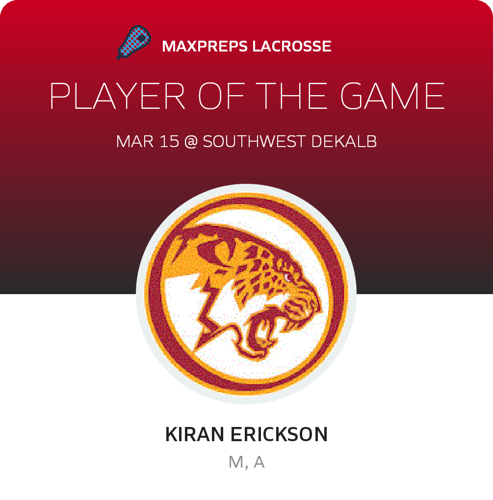 #1 Kiran Erickson Player of the Game badge