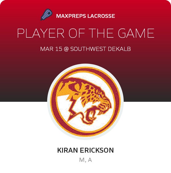 #1 Kiran Erickson Player of the Game badge