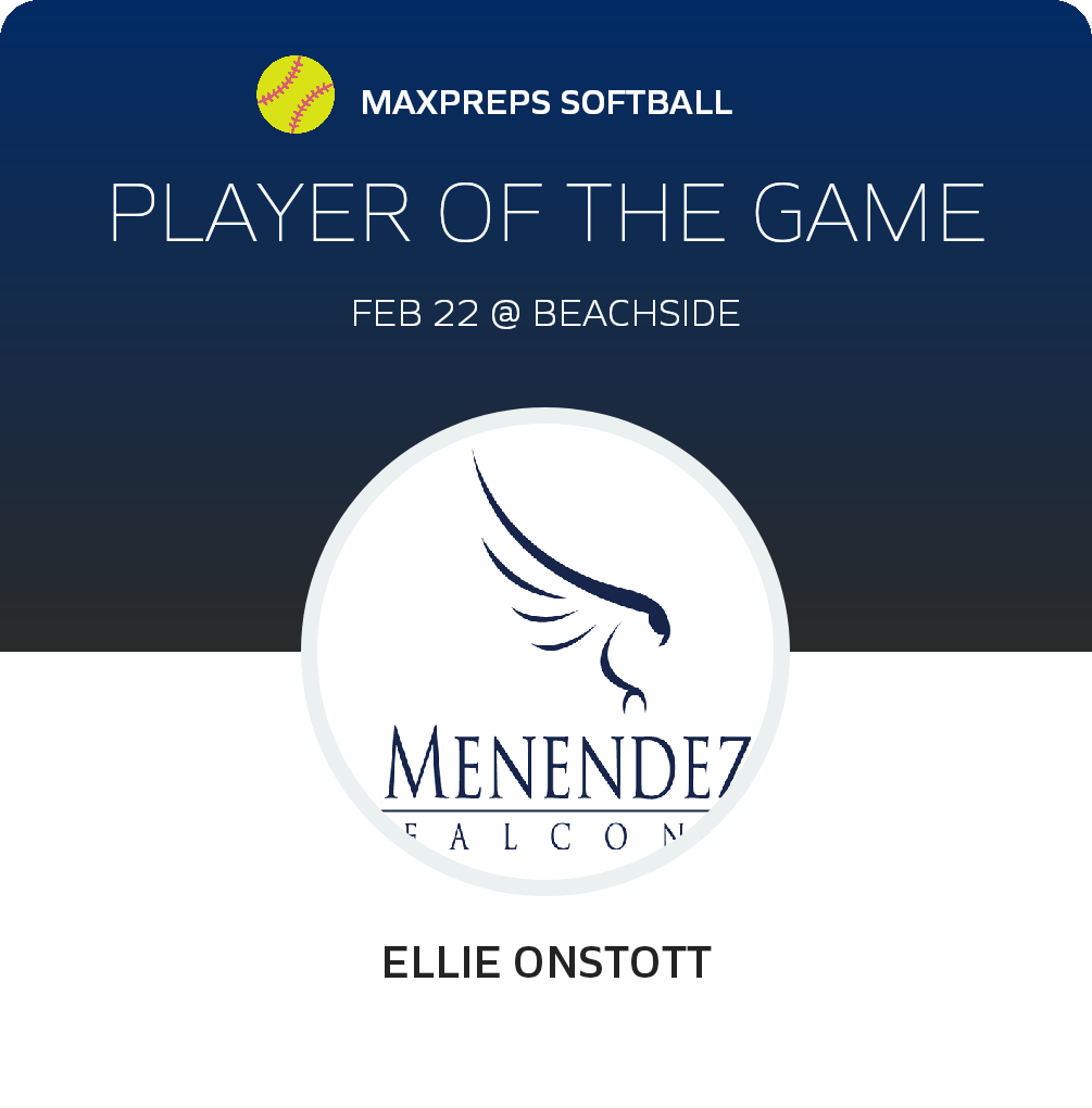 #15 Ellie Onstott Player of the Game badge