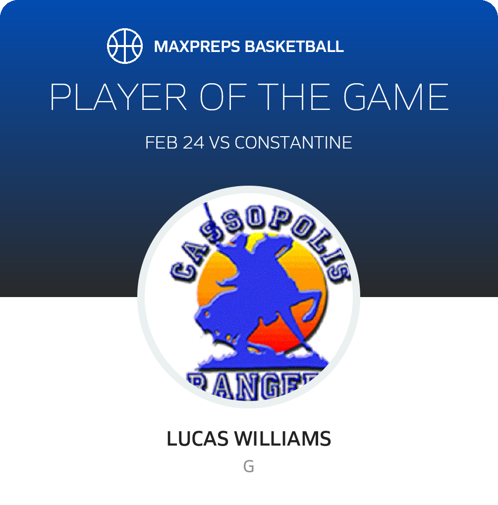 #3 Lucas Williams Player of the Game badge