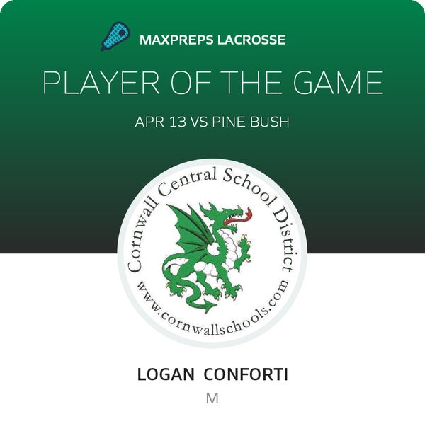 #14 Logan Conforti Player of the Game badge