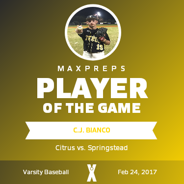 #9 C.J. Bianco Player of the Game badge