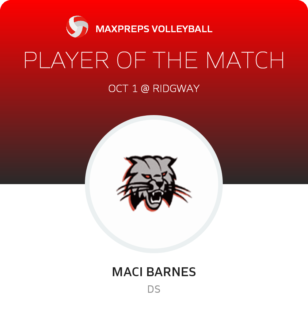 #12 Maci Barnes Player of the Game badge