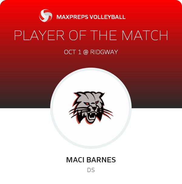 #12 Maci Barnes Player of the Game badge