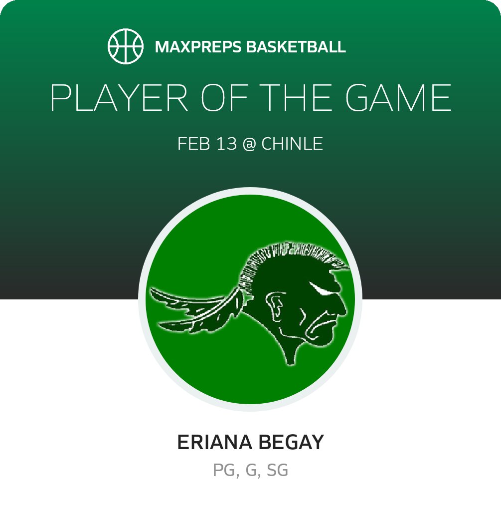 #15 Eriana Begay Player of the Game badge