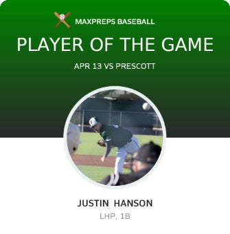 #21 Justin Hanson Player of the Game badge