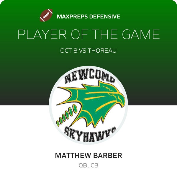 #5 Matthew Barber Player of the Game badge