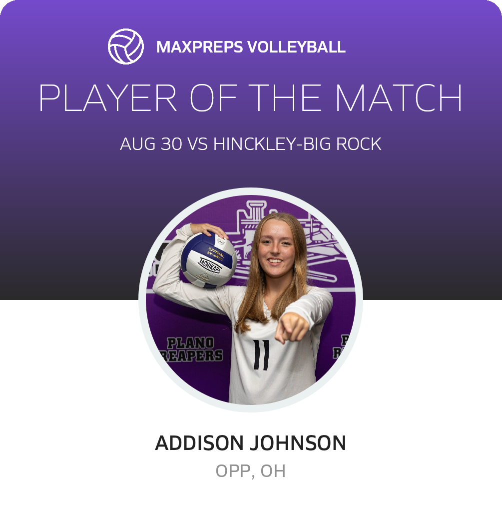#11 Addison Johnson Player of the Game badge