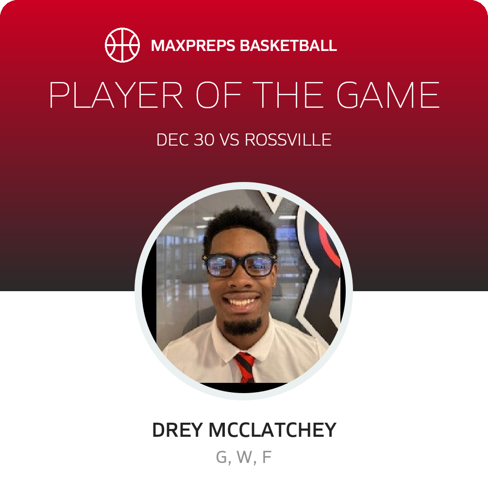 #3 Drey McClatchey Player of the Game badge