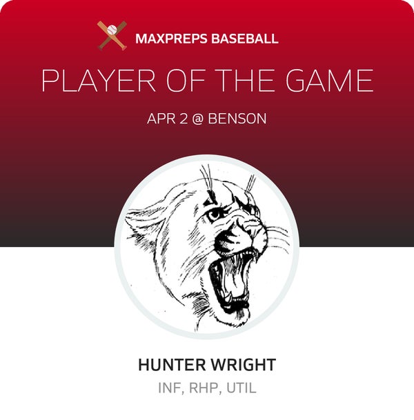 #13 Hunter Wright Player of the Game badge