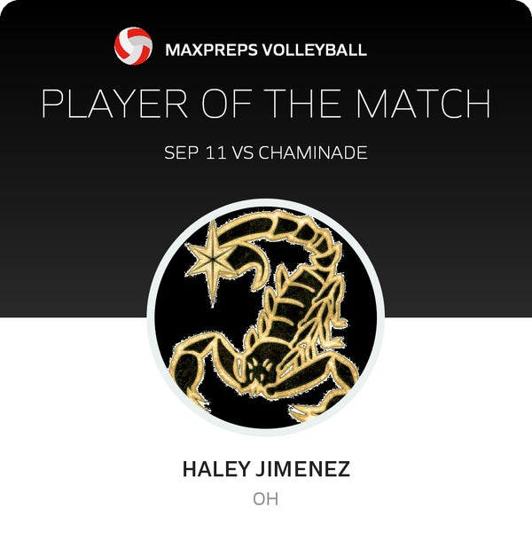 #14 Haley Jimenez Player of the Game badge