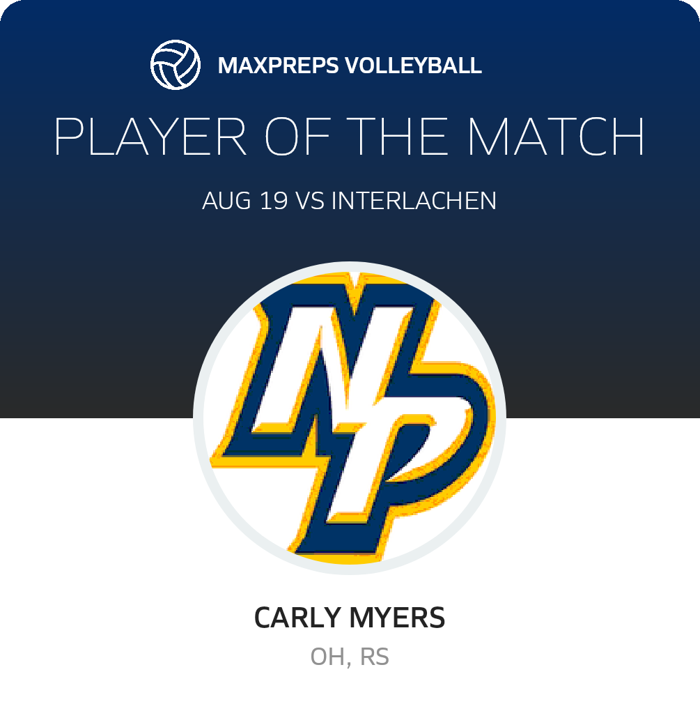 #9 Carly Myers Player of the Game badge
