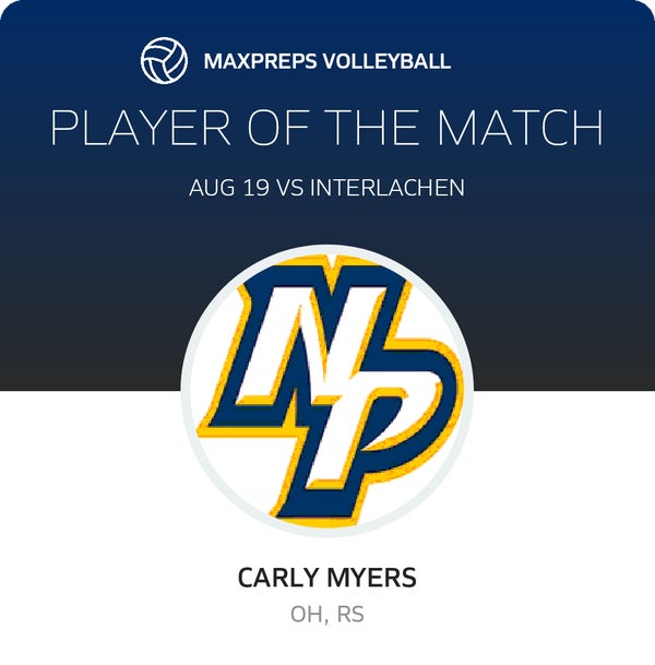#9 Carly Myers Player of the Game badge