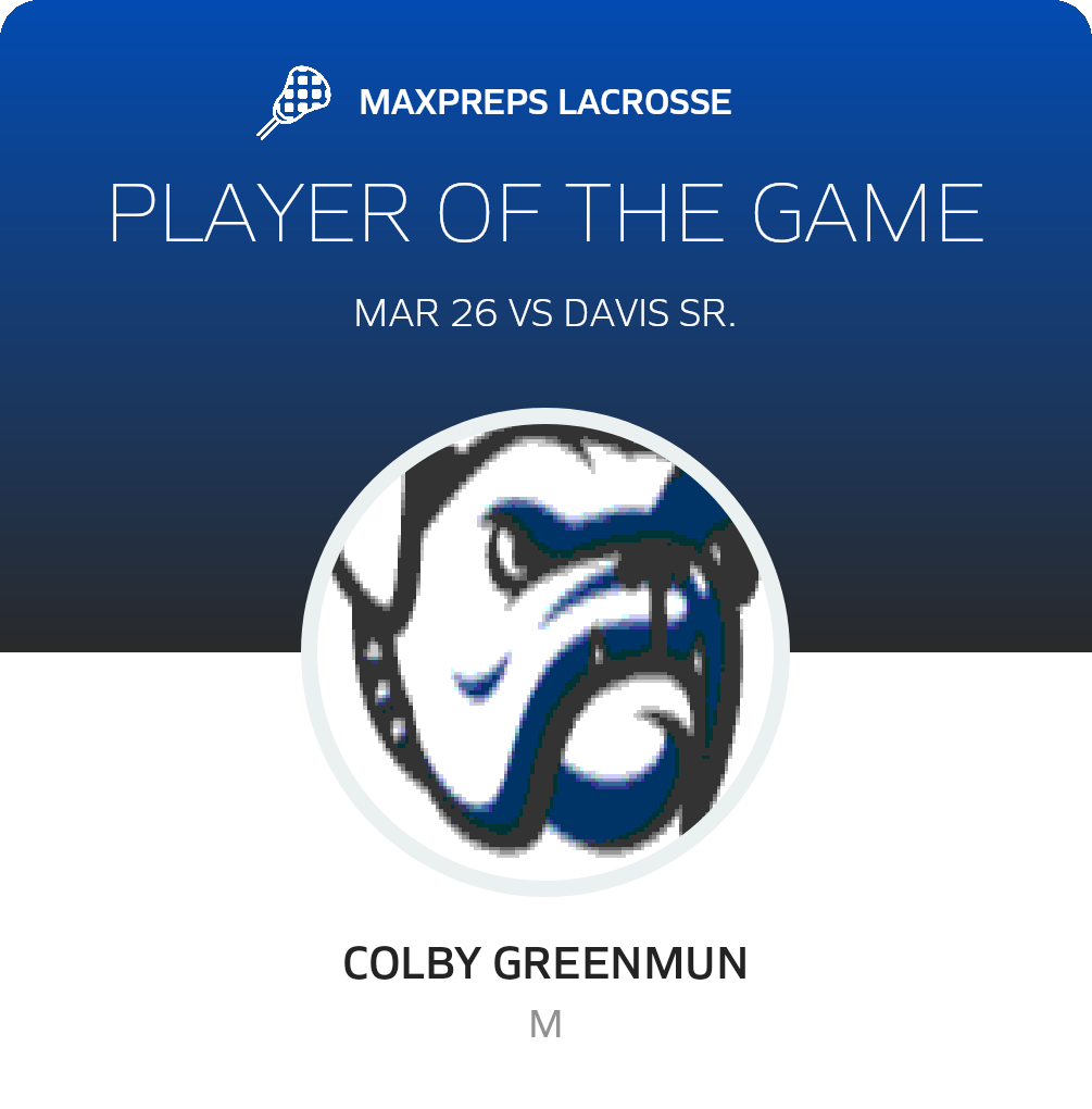 #13 Colby Greenmun Player of the Game badge