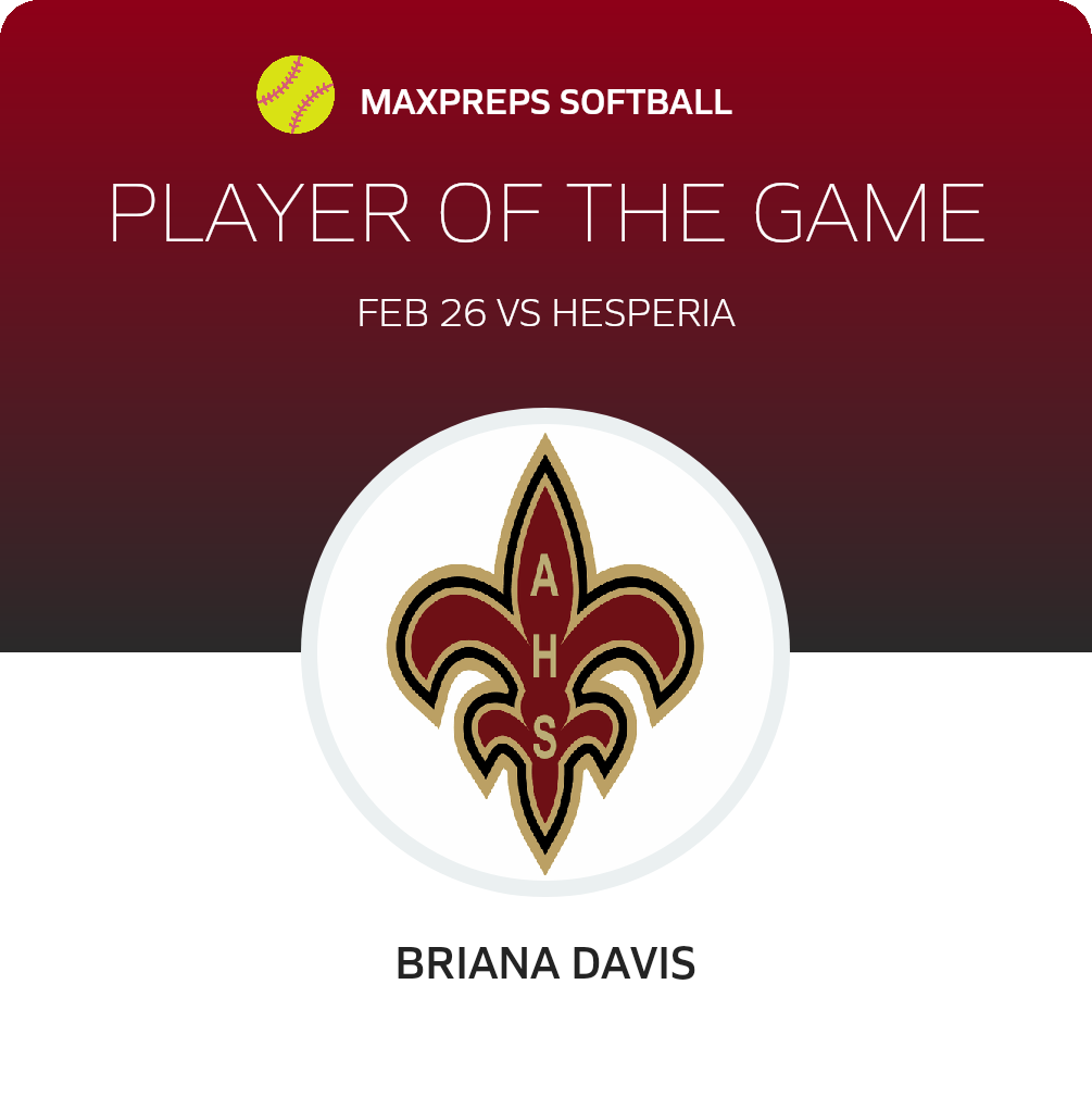 #14 Briana Davis Player of the Game badge