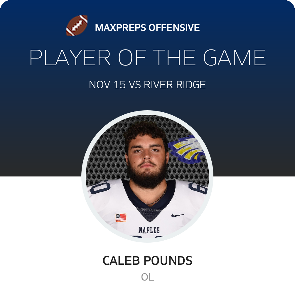 #60 Caleb Pounds Player of the Game badge
