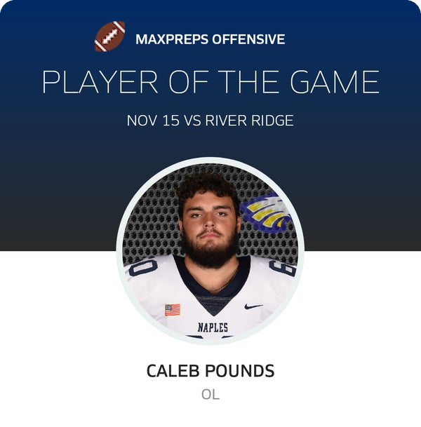 #60 Caleb Pounds Player of the Game badge