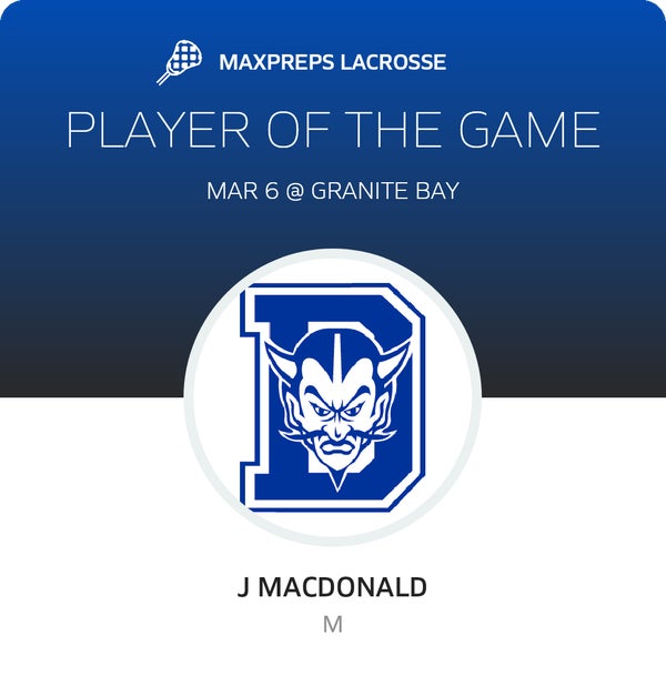 #6 J MacDonald Player of the Game badge