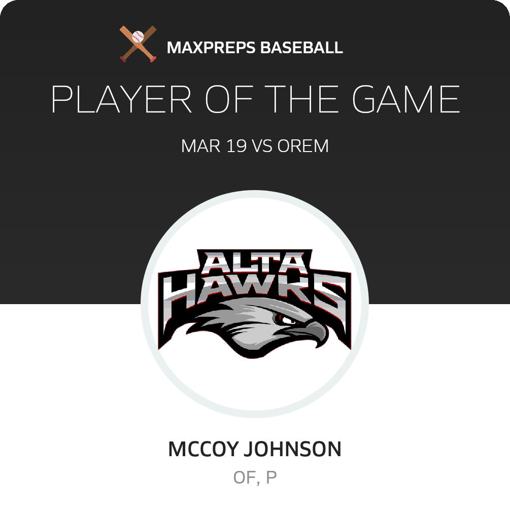 #12 McCoy Johnson Player of the Game badge