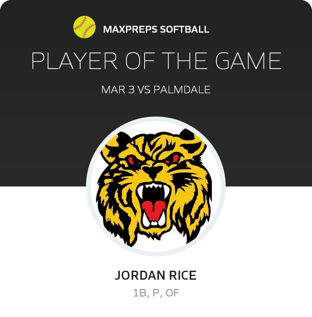 #3 Jordan Rice Player of the Game badge