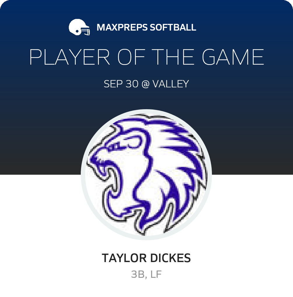 #4 Taylor Dickes Player of the Game badge