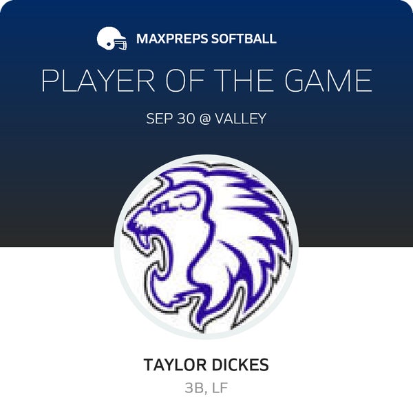#4 Taylor Dickes Player of the Game badge