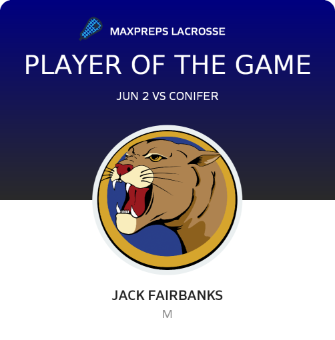 #9 Jack Fairbanks Player of the Game badge