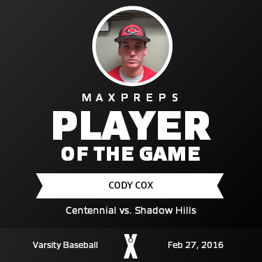 #24 Cody Cox Player of the Game badge