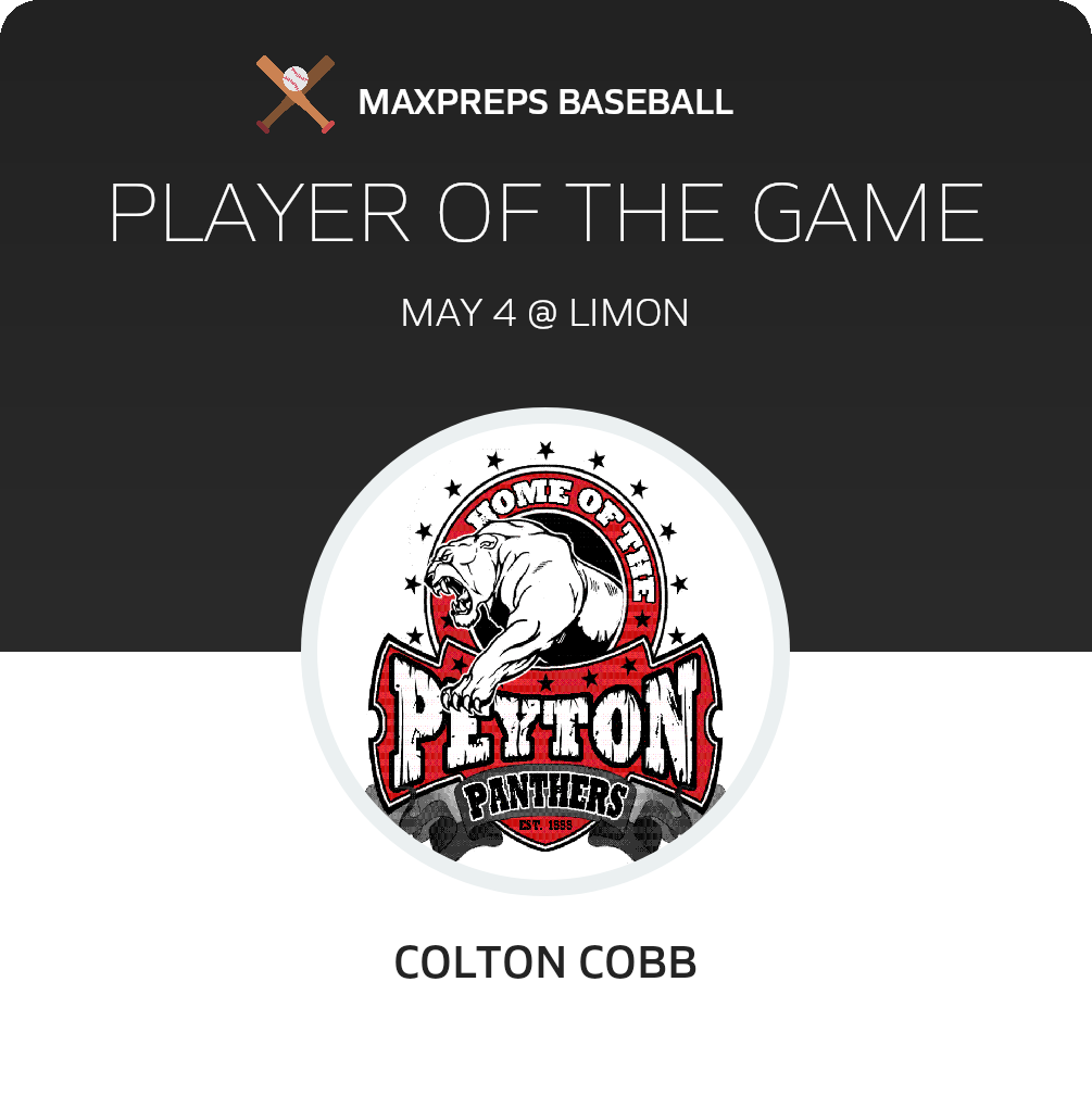 #44 Colton Cobb Player of the Game badge