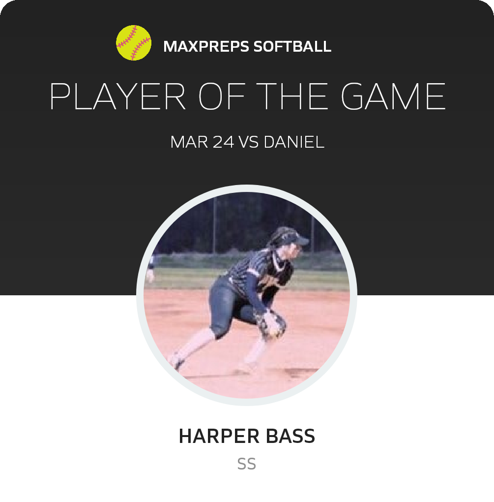 #2 Harper Bass Player of the Game badge