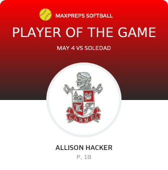 #22 Allison Hacker Player of the Game badge