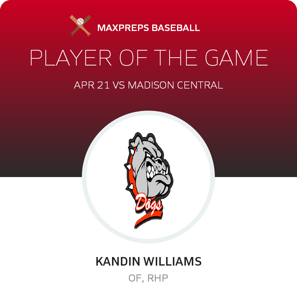 #4 Kandin Williams Player of the Game badge
