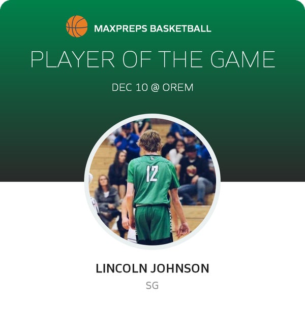 #12 Lincoln Johnson Player of the Game badge