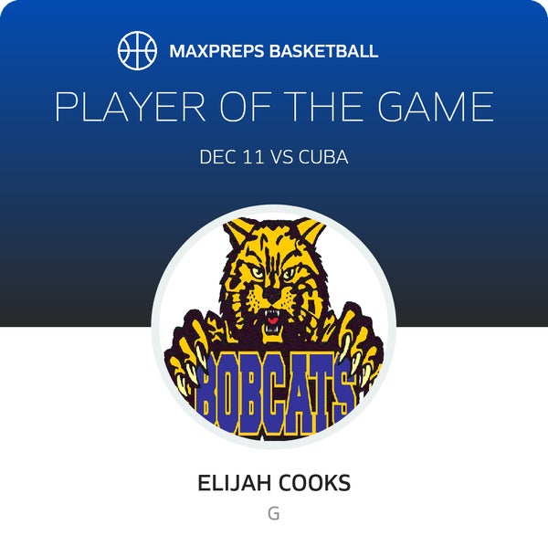 #5 Elijah Cooks Player of the Game badge