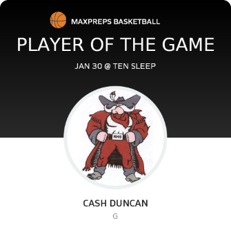 #22 Cash Duncan Player of the Game badge