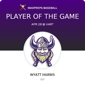 #3 Wyatt Harms Player of the Game badge
