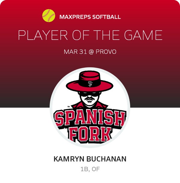 #1 Kamryn Buchanan Player of the Game badge