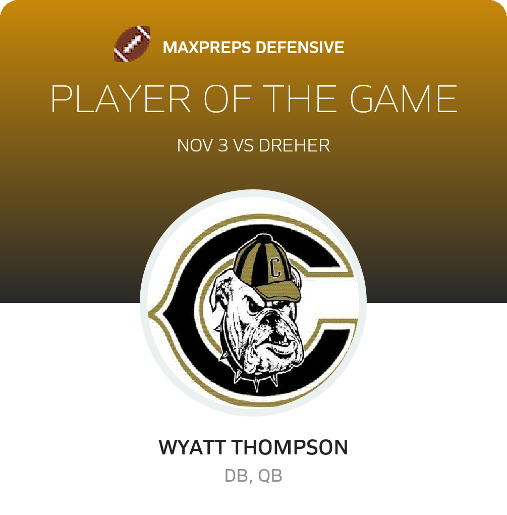 #9 Wyatt Thompson Player of the Game badge