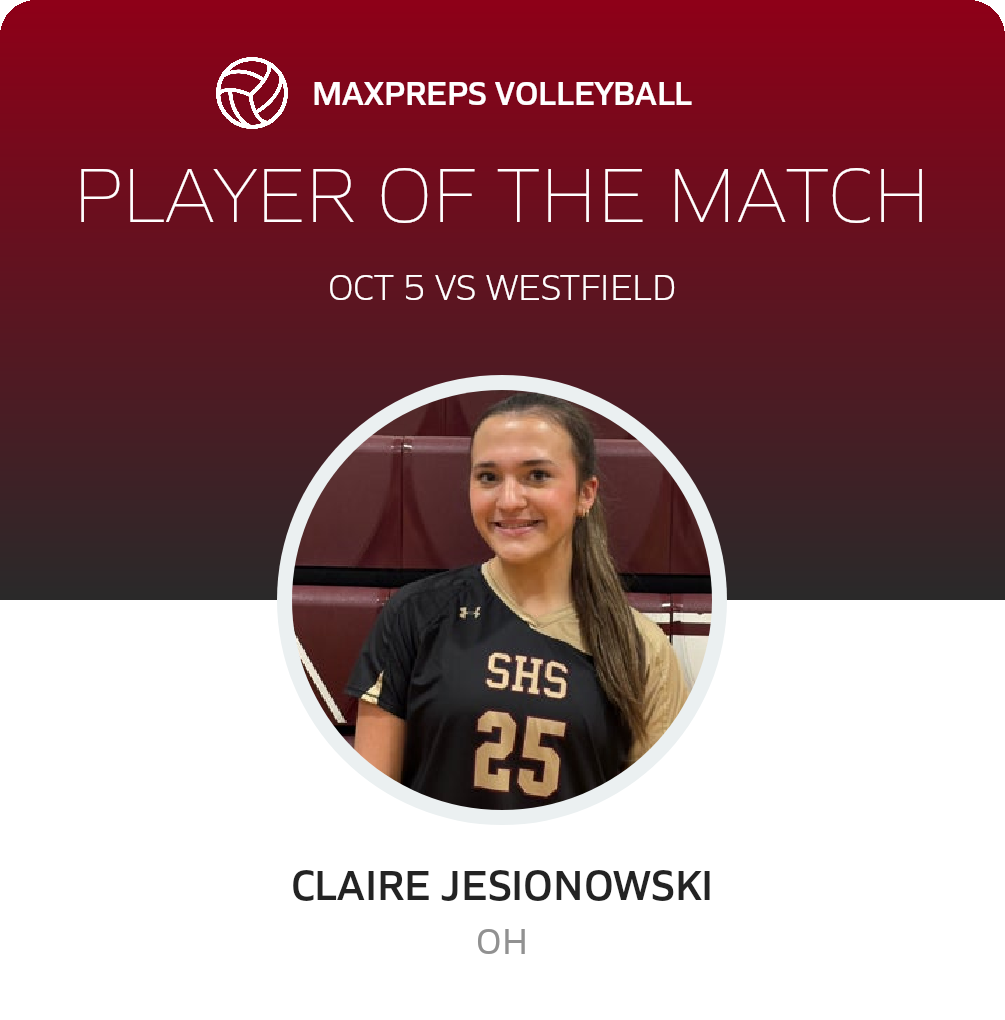 #6 Claire Jesionowski Player of the Game badge