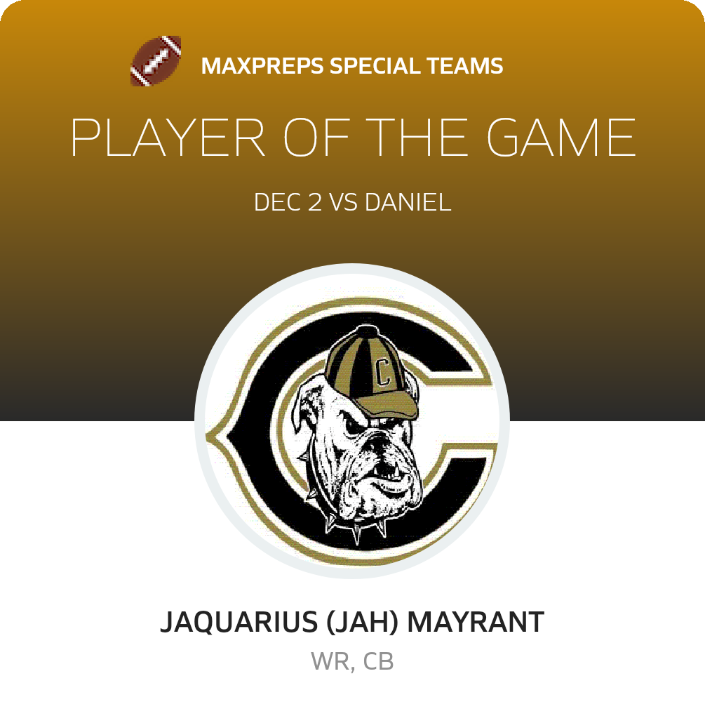 #2 J. Mayrant Player of the Game badge