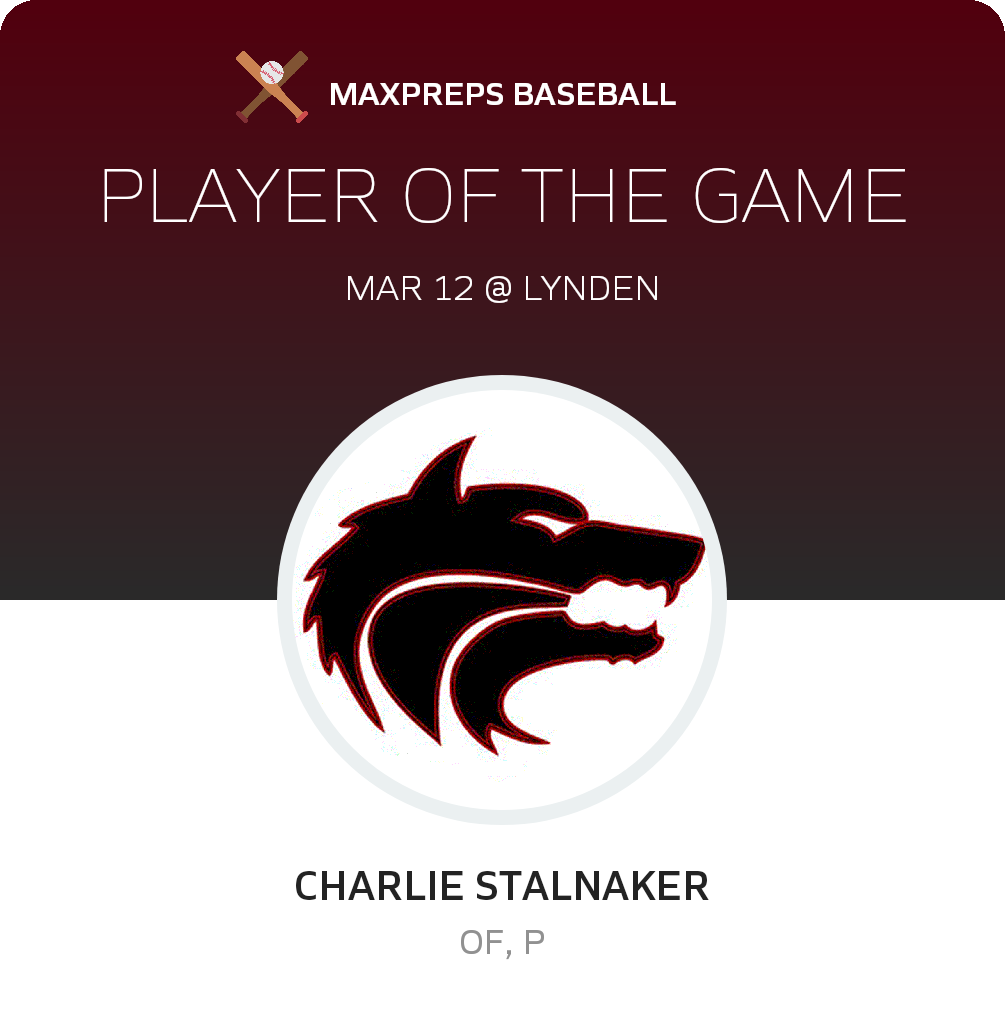 #15 Charlie Stalnaker Player of the Game badge