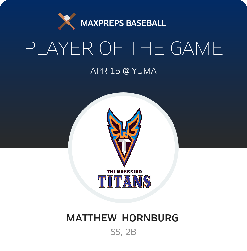 #19 Matthew  Hornburg  Player of the Game badge