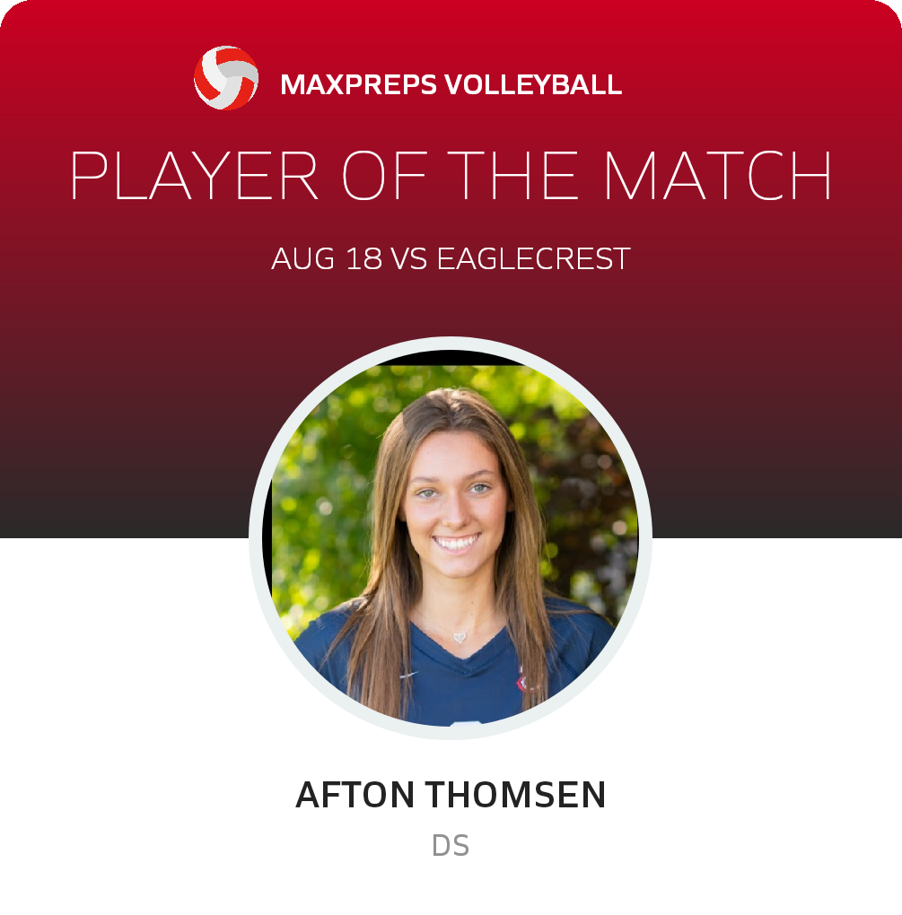#6 Afton Thomsen Player of the Game badge