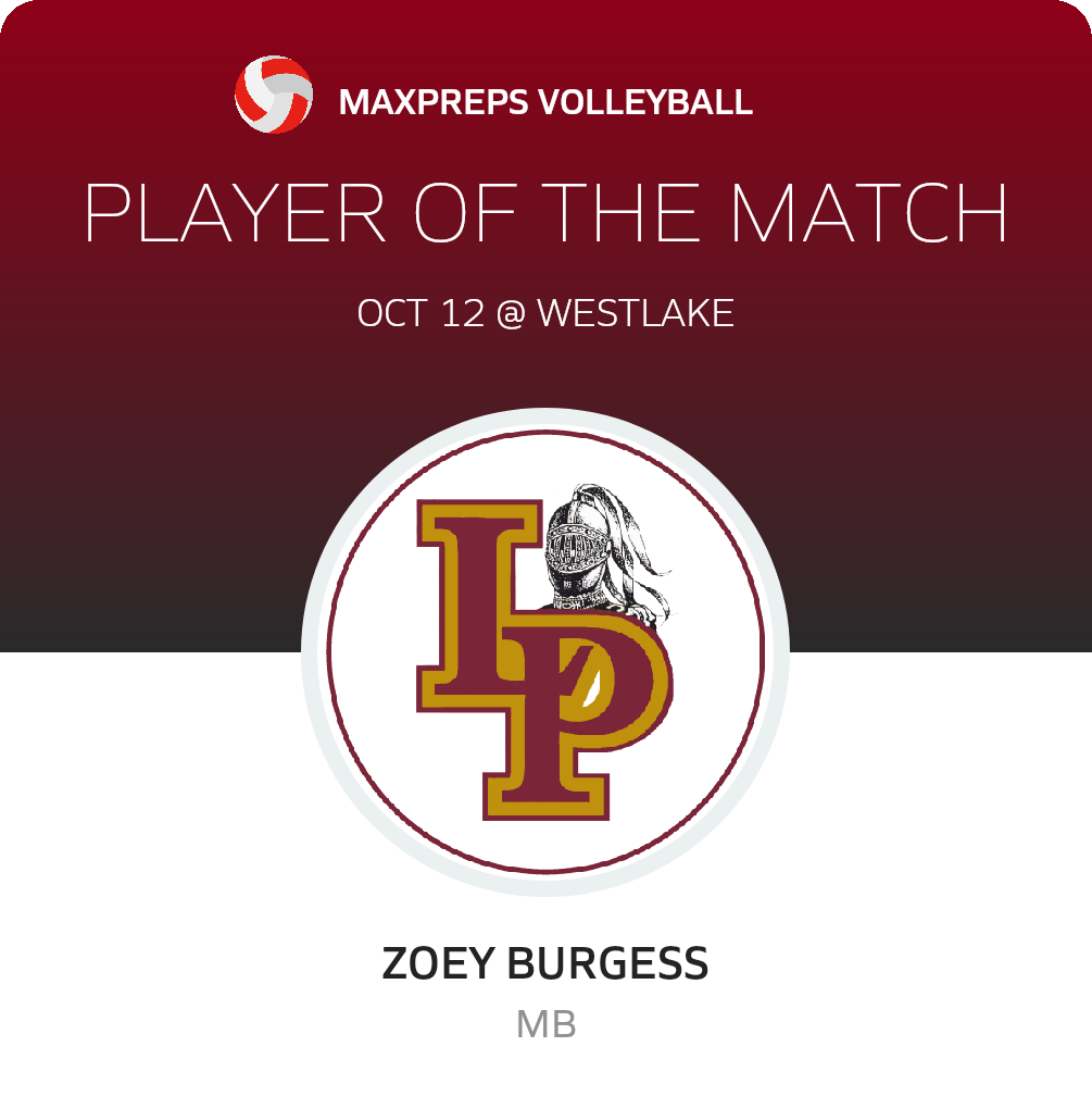 #7 Zoey Burgess Player of the Game badge