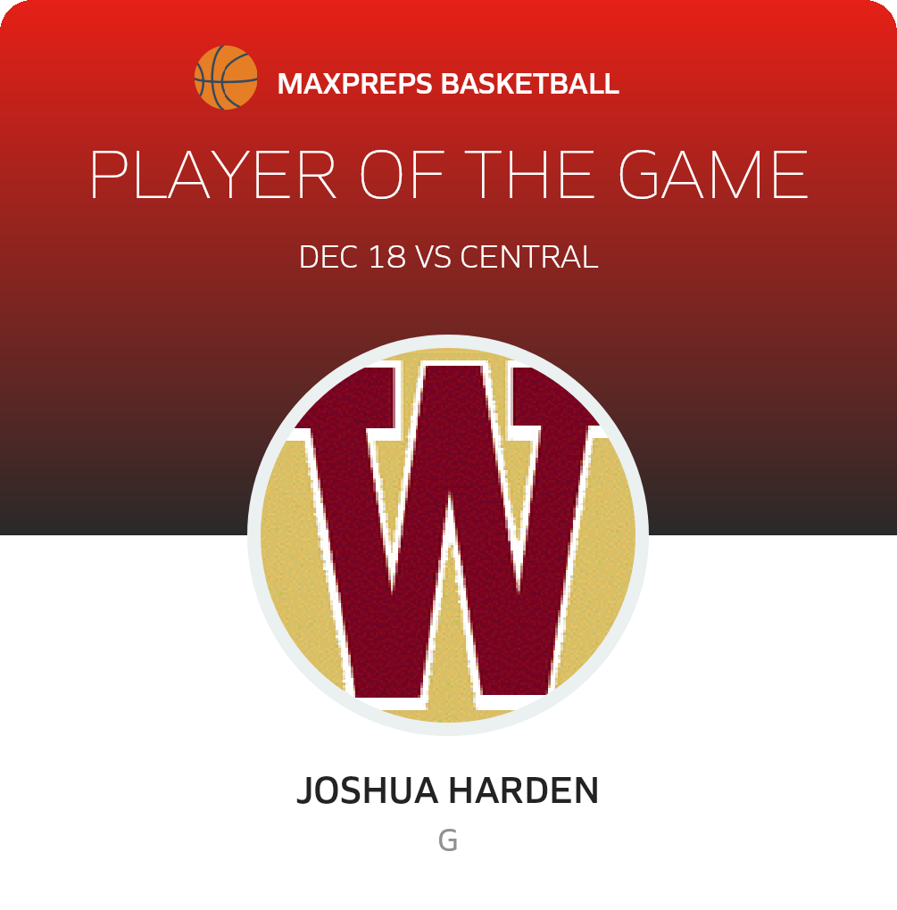 #1 Joshua Harden Player of the Game badge