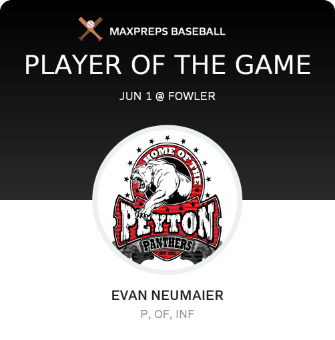 #5 Evan Neumaier Player of the Game badge