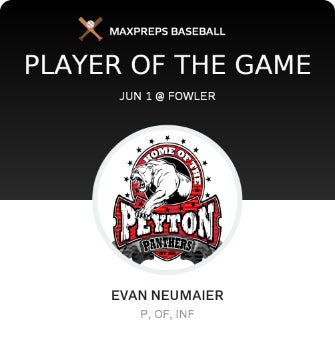 #5 Evan Neumaier Player of the Game badge