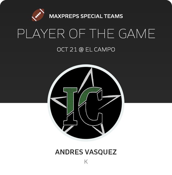 #84 Andres Vasquez Player of the Game badge
